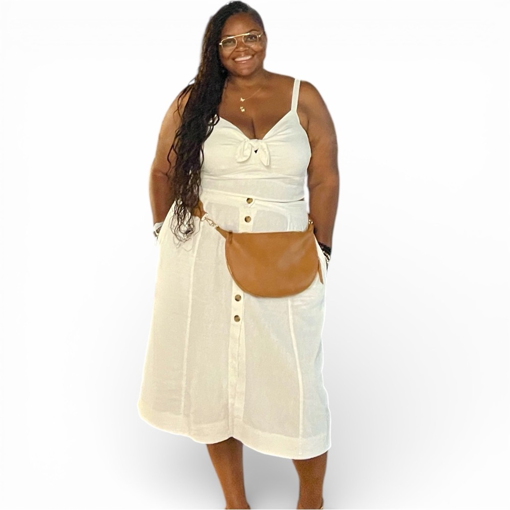 Cream Plus Size 2 Piece Skirt Set
